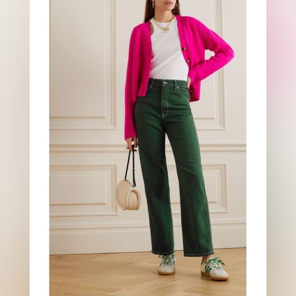 Reformation Women's Green Cowboy High-rise Straight-leg Jeans size 27